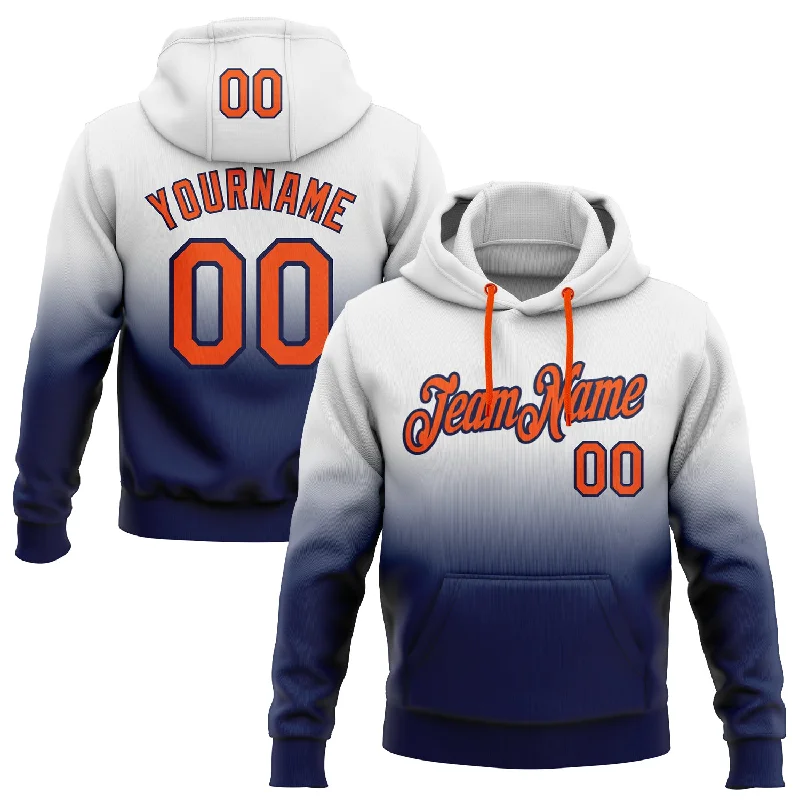 Custom Stitched White Orange-Navy Fade Fashion Sports Pullover Sweatshirt Hoodie Business Custom Stitched White Orange-Navy Fade Fashion Sports Pullover Sweatshirt Hoodie Business