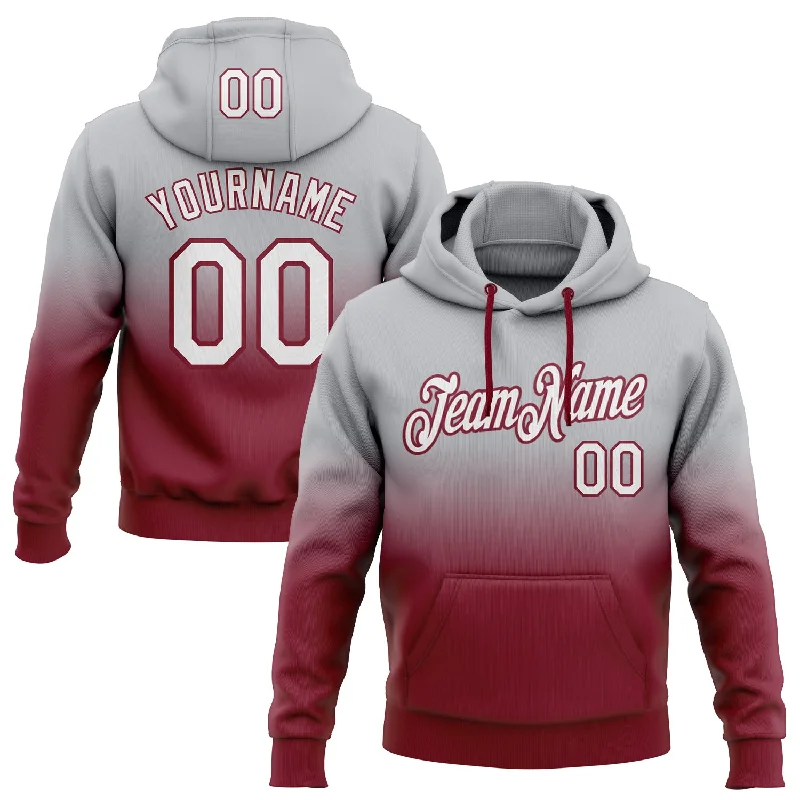 Custom Stitched Gray White-Crimson Fade Fashion Sports Pullover Sweatshirt Hoodie Polished Men's Silk Custom Stitched Gray White-Crimson Fade Fashion Sports Pullover Sweatshirt Hoodie Polished Men's Silk