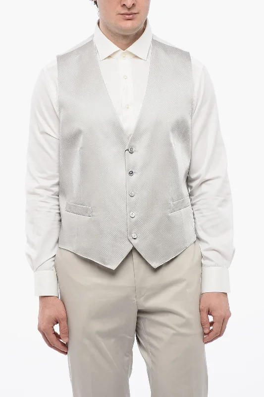 Corneliani Cc Collectiom Double Patterned Right Cerimo Waistcoat Sleek Men's Metallic