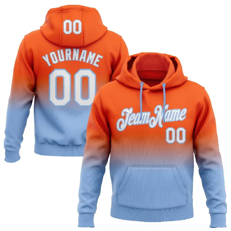 Custom Stitched Orange White-Light Blue Fade Fashion Sports Pullover Sweatshirt Hoodie Dapper Men's 1920S Custom Stitched Orange White-Light Blue Fade Fashion Sports Pullover Sweatshirt Hoodie Dapper Men's 1920S