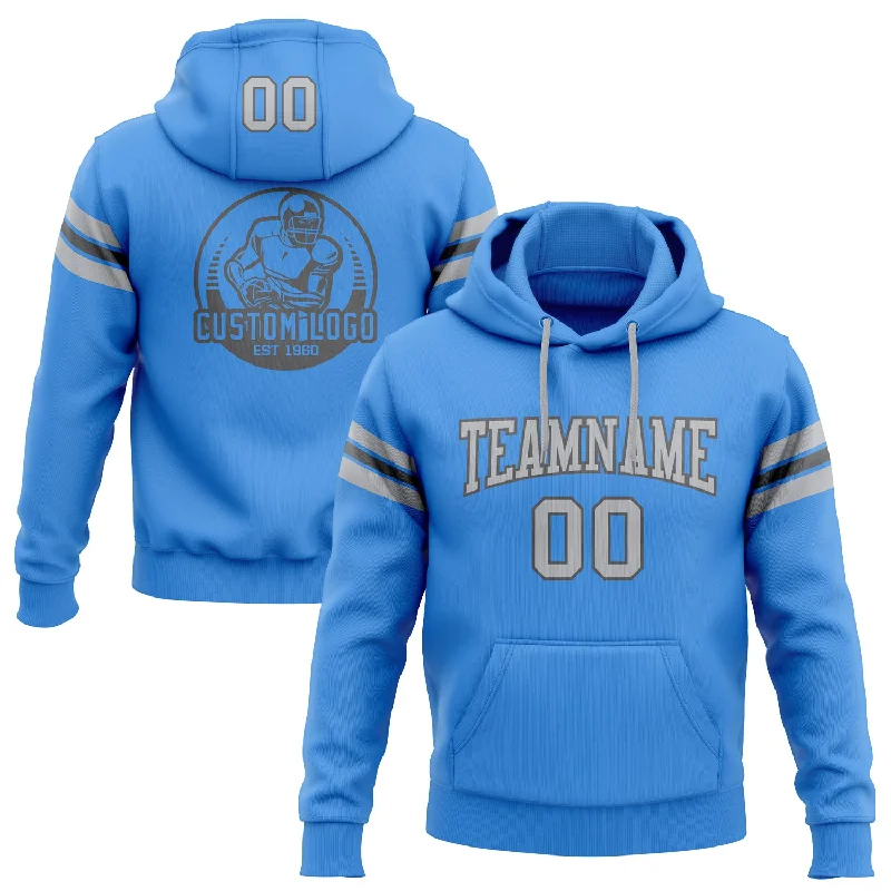 Custom Stitched Powder Blue Gray-Steel Gray Football Pullover Sweatshirt Hoodie Trendy Men's Scandinavian Custom Stitched Powder Blue Gray-Steel Gray Football Pullover Sweatshirt Hoodie Trendy Men's Scandinavian
