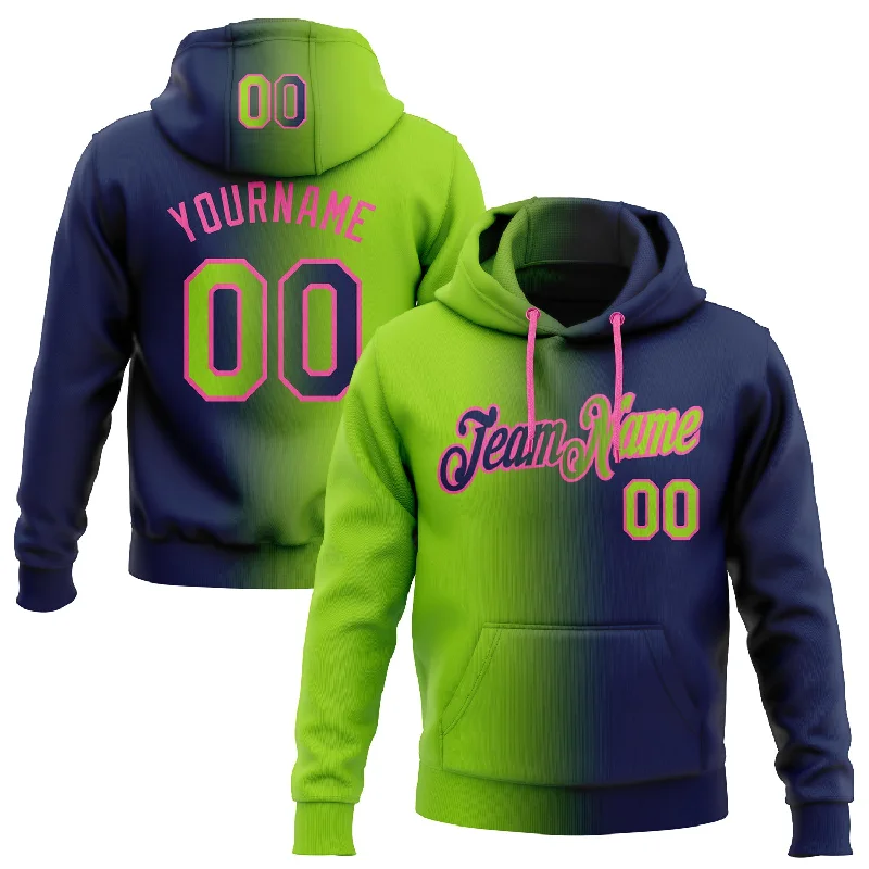 Custom Stitched Navy Neon Green-Pink Gradient Fashion Sports Pullover Sweatshirt Hoodie Practical Men's Quick Custom Stitched Navy Neon Green-Pink Gradient Fashion Sports Pullover Sweatshirt Hoodie Practical Men's Quick