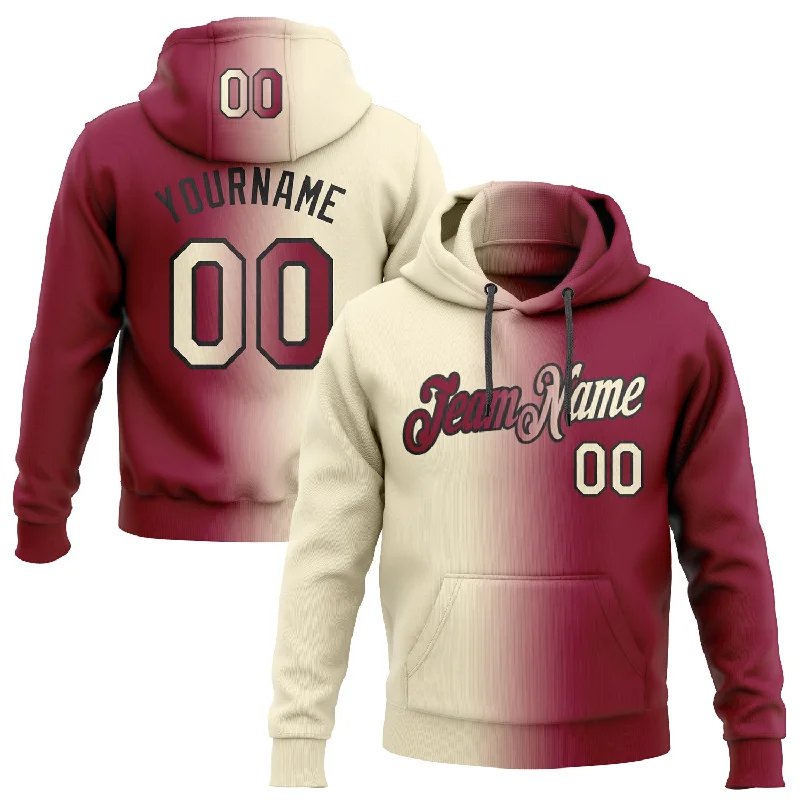 Custom Stitched Maroon Cream-Black Gradient Fashion Sports Pullover Sweatshirt Hoodie Youthful Men's Pop Custom Stitched Maroon Cream-Black Gradient Fashion Sports Pullover Sweatshirt Hoodie Youthful Men's Pop
