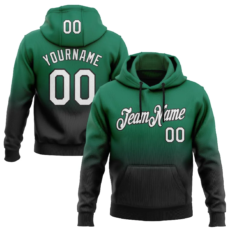 Custom Stitched Kelly Green White-Black Fade Fashion Sports Pullover Sweatshirt Hoodie Street Custom Stitched Kelly Green White-Black Fade Fashion Sports Pullover Sweatshirt Hoodie Street