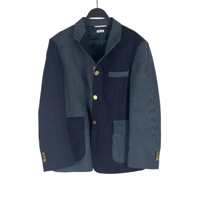 THOM BROWNE. NEW YORK/Jacket/1/Wool/NVY/BORDER Elegant Men's Formal 
