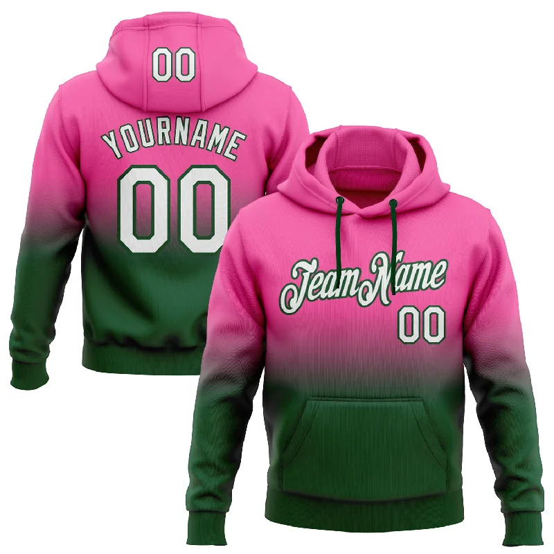 Custom Stitched Pink White-Green Fade Fashion Sports Pullover Sweatshirt Hoodie Laid Custom Stitched Pink White-Green Fade Fashion Sports Pullover Sweatshirt Hoodie Laid