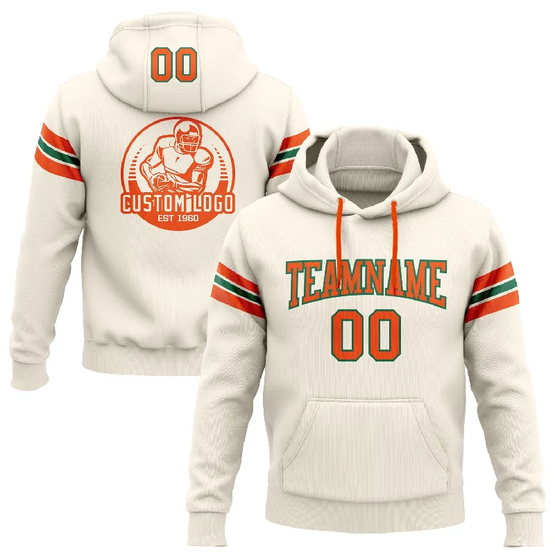 Custom Stitched Cream Orange-Kelly Green Football Pullover Sweatshirt Hoodie Polished Men's Silk Custom Stitched Cream Orange-Kelly Green Football Pullover Sweatshirt Hoodie Polished Men's Silk
