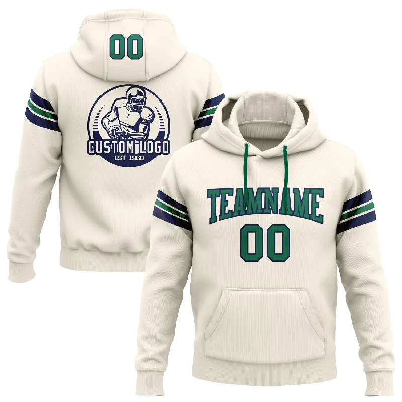 Custom Stitched Cream Kelly Green-Navy Football Pullover Sweatshirt Hoodie Earthy Men's Sustainable Custom Stitched Cream Kelly Green-Navy Football Pullover Sweatshirt Hoodie Earthy Men's Sustainable