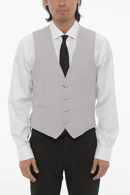 Corneliani Cc Collection Virgin Wool Waistcoat With Back Adjuster Dapper Men's Bow Corneliani Cc Collection Virgin Wool Waistcoat With Back Adjuster Dapper Men's Bow