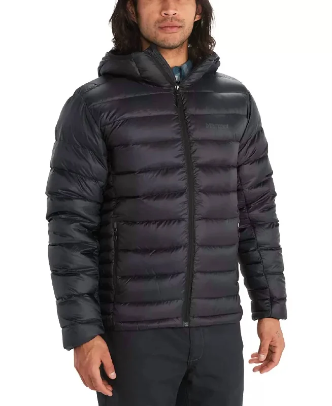 Hype Down Hooded Puffer Jacket In Black Traditional Men's Country