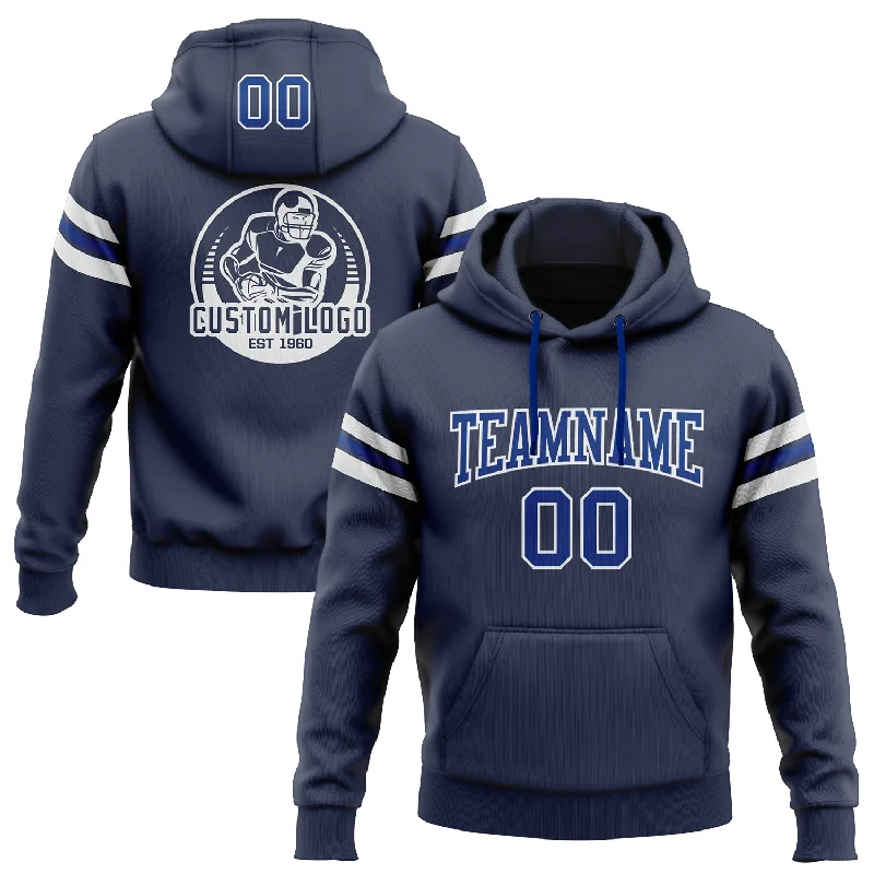 Custom Stitched Navy Royal-White Football Pullover Sweatshirt Hoodie Tough Men's Tactical Custom Stitched Navy Royal-White Football Pullover Sweatshirt Hoodie Tough Men's Tactical