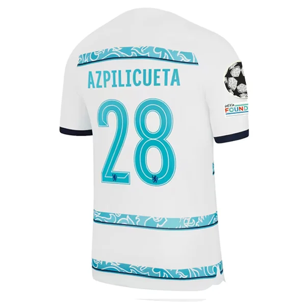 Nike Chelsea Azpilicueta Away Jersey w/ Champions League + Club World Cup Patches 22/23 (White/College Navy) British Gentleman Style Nike Chelsea Azpilicueta Away Jersey w/ Champions League + Club World Cup Patches 22/23 (White/College Navy) British Gentleman Style
