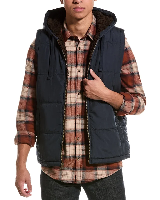 WEATHERPROOF VINTAGE Sherpa-Lined Hooded Puffer Vest Dapper Men's 1920S