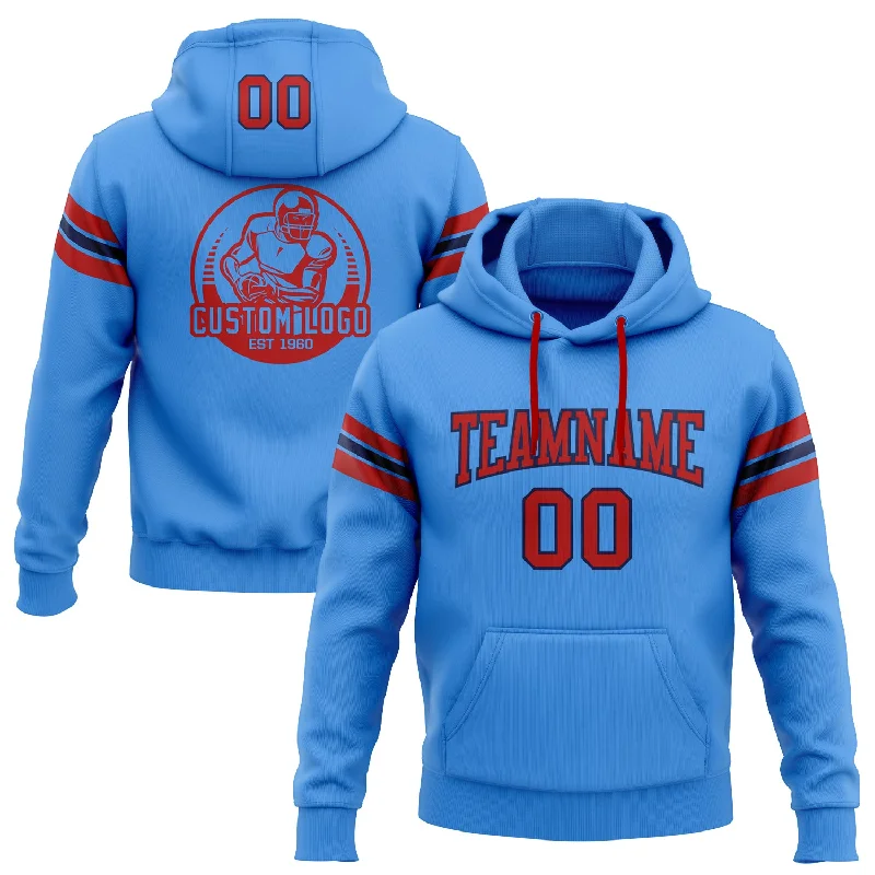 Custom Stitched Powder Blue Red-Navy Football Pullover Sweatshirt Hoodie Artistic Men's Avant Custom Stitched Powder Blue Red-Navy Football Pullover Sweatshirt Hoodie Artistic Men's Avant