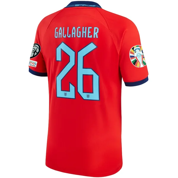 Nike England Conor Gallagher Away Jersey 22/23 w/ Euro Qualifier Patches (Challenge Red/Blue Void) Trendy Men's Scandinavian Nike England Conor Gallagher Away Jersey 22/23 w/ Euro Qualifier Patches (Challenge Red/Blue Void) Trendy Men's Scandinavian