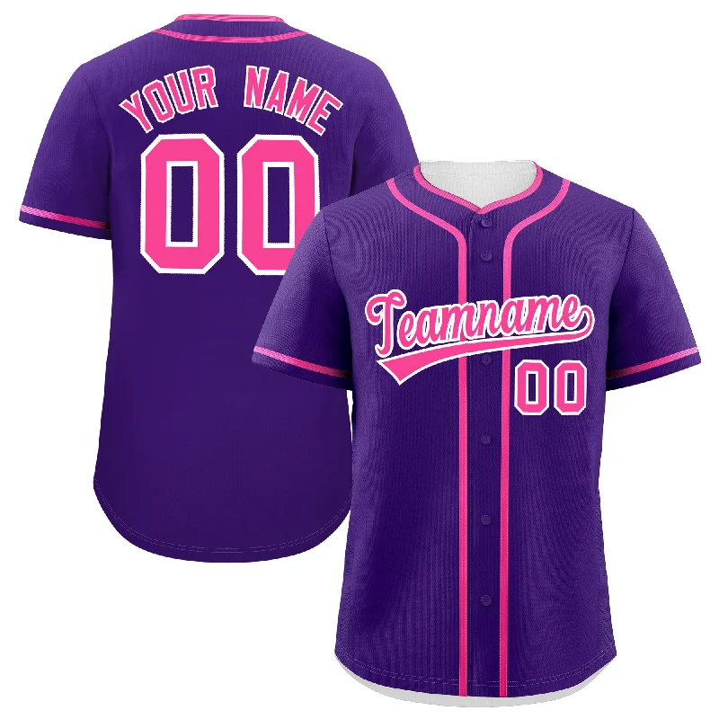 Custom Purple Pink Personalized Classic Authentic Baseball Jersey Sporty Men's Tennis Custom Purple Pink Personalized Classic Authentic Baseball Jersey Sporty Men's Tennis