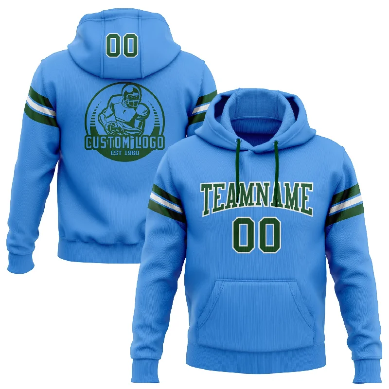 Custom Stitched Powder Blue Green-White Football Pullover Sweatshirt Hoodie Masculine Men's Custom Stitched Powder Blue Green-White Football Pullover Sweatshirt Hoodie Masculine Men's