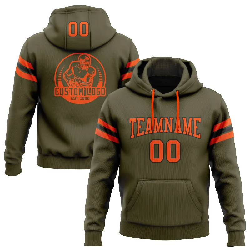 Custom Stitched Olive Orange-Black Football Pullover Sweatshirt Salute To Service Hoodie Unique Men's Patch Custom Stitched Olive Orange-Black Football Pullover Sweatshirt Salute To Service Hoodie Unique Men's Patch