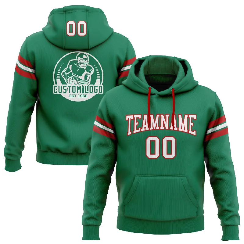 Custom Stitched Kelly Green White-Red Football Pullover Sweatshirt Hoodie Confident Men's High Custom Stitched Kelly Green White-Red Football Pullover Sweatshirt Hoodie Confident Men's High