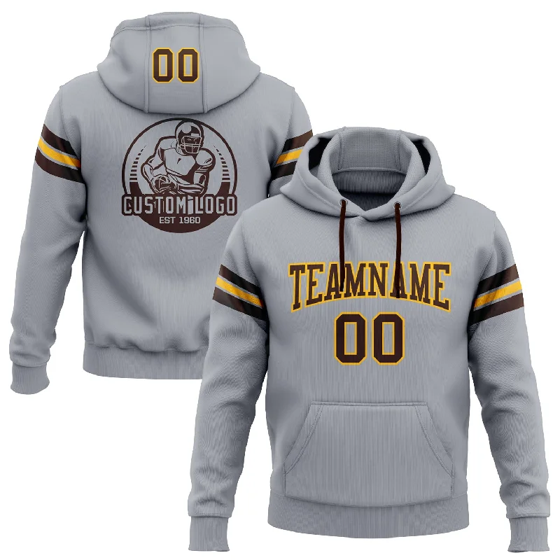 Custom Stitched Gray Brown-Gold Football Pullover Sweatshirt Hoodie Casual Men's Japanese Custom Stitched Gray Brown-Gold Football Pullover Sweatshirt Hoodie Casual Men's Japanese