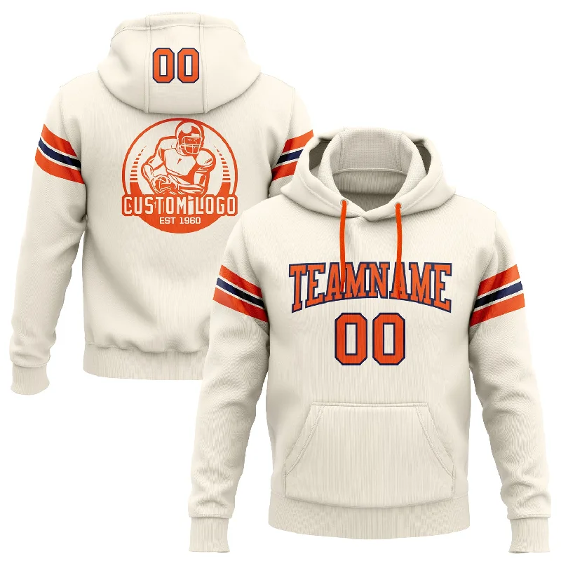 Custom Stitched Cream Orange-Navy Football Pullover Sweatshirt Hoodie Trendy Men's Oversized Custom Stitched Cream Orange-Navy Football Pullover Sweatshirt Hoodie Trendy Men's Oversized