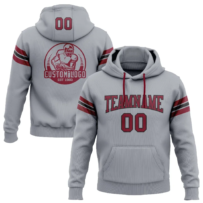 Custom Stitched Gray Crimson-Black Football Pullover Sweatshirt Hoodie Masculine Men's Custom Stitched Gray Crimson-Black Football Pullover Sweatshirt Hoodie Masculine Men's