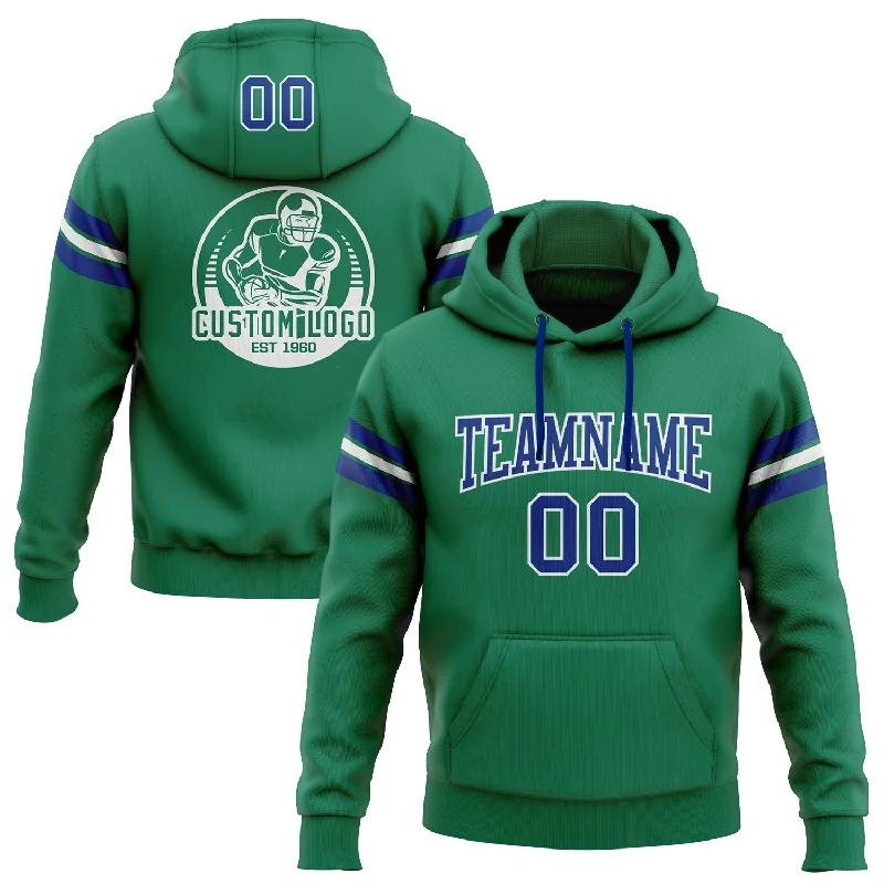 Custom Stitched Kelly Green Royal-White Football Pullover Sweatshirt Hoodie Relaxed Men's Beach Custom Stitched Kelly Green Royal-White Football Pullover Sweatshirt Hoodie Relaxed Men's Beach