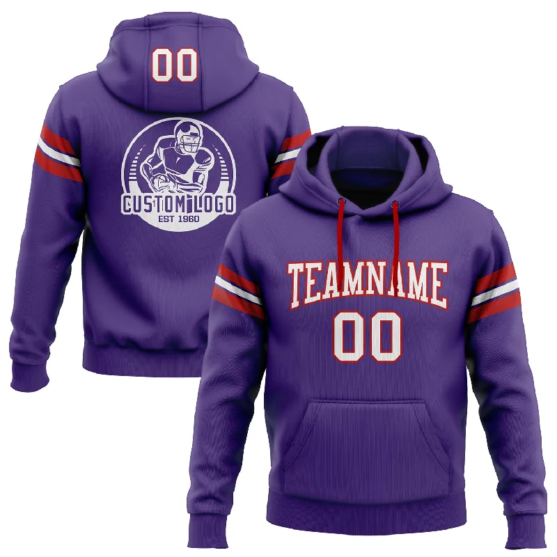 Custom Stitched Purple White-Red Football Pullover Sweatshirt Hoodie Traditional Men's Wool Custom Stitched Purple White-Red Football Pullover Sweatshirt Hoodie Traditional Men's Wool