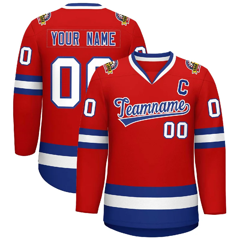 Custom Red Royal-White Classic Style Hockey Jersey Cozy Men's Winter