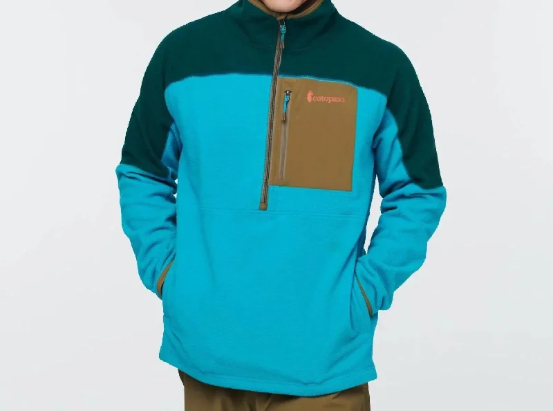Men's Abrazo Half-Zip Fleece Jacket In Deep Ocean/mineral Blue Masculine Men's 