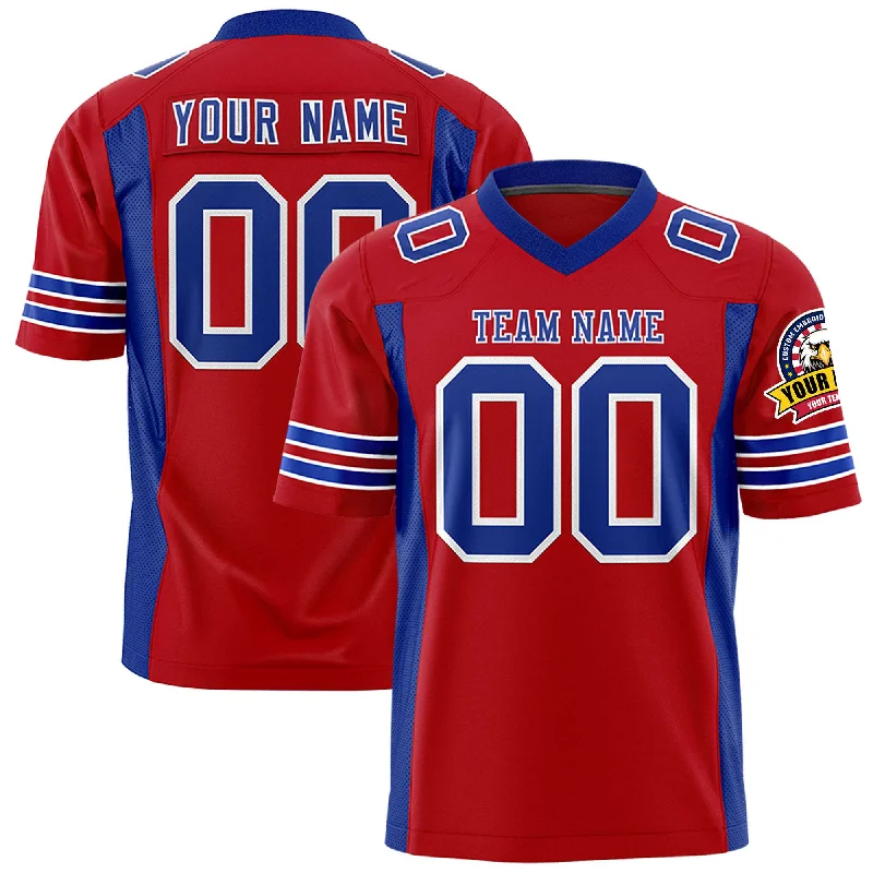 Custom Red Royal Personalized Insert Color Design Authentic Football Jersey Adventure Custom Red Royal Personalized Insert Color Design Authentic Football Jersey Adventure