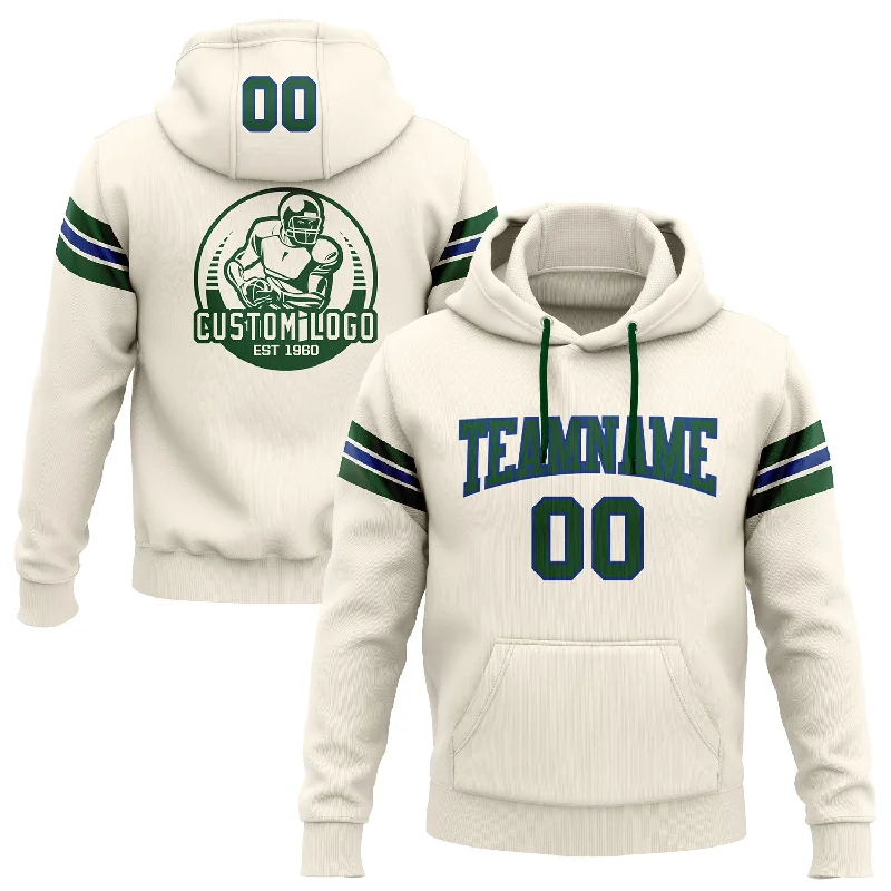 Custom Stitched Cream Green-Royal Football Pullover Sweatshirt Hoodie Relaxed Men's Australian Custom Stitched Cream Green-Royal Football Pullover Sweatshirt Hoodie Relaxed Men's Australian