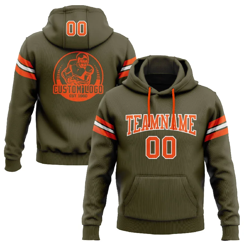 Custom Stitched Olive Orange-White Football Pullover Sweatshirt Salute To Service Hoodie Tough Men's Tactical Custom Stitched Olive Orange-White Football Pullover Sweatshirt Salute To Service Hoodie Tough Men's Tactical