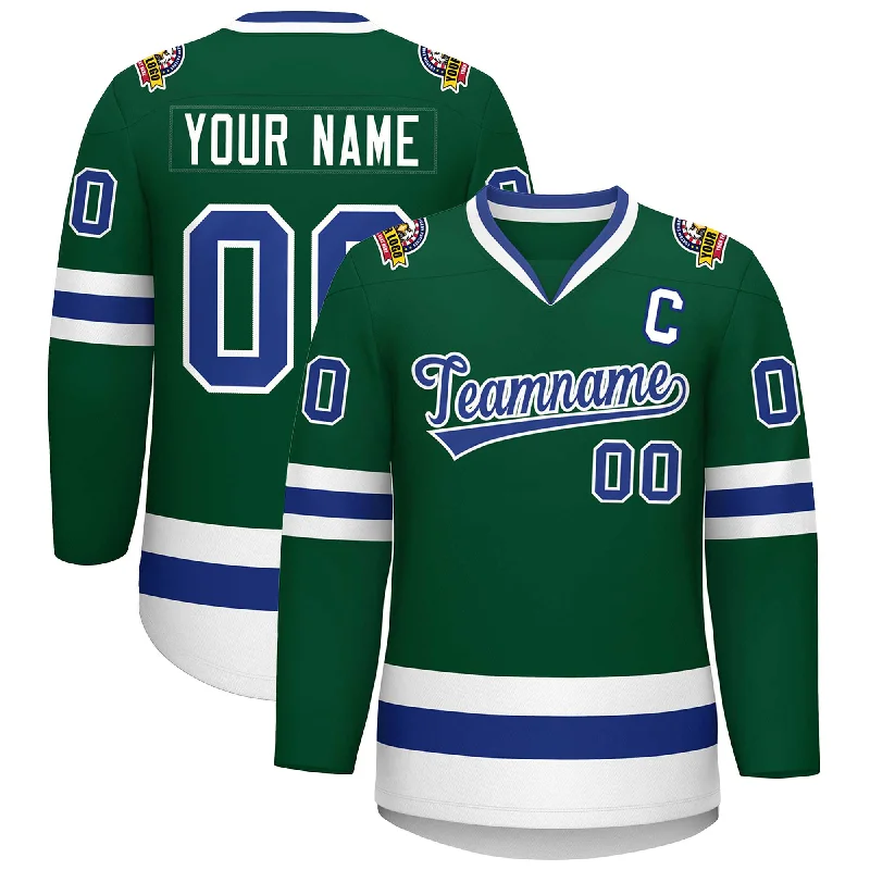 Custom Green Royal-White Classic Style Hockey Jersey Masculine Men's Thick