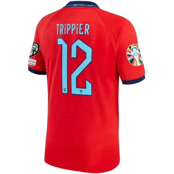 Nike England Kieran Trippier Away Jersey 22/23 w/ Euro Qualifier Patches (Challenge Red/Blue Void) Dynamic Men's High Nike England Kieran Trippier Away Jersey 22/23 w/ Euro Qualifier Patches (Challenge Red/Blue Void) Dynamic Men's High
