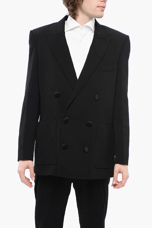 Balmain Double-Breasted Viscose Blazer With Covered Buttons Athletic Men's High