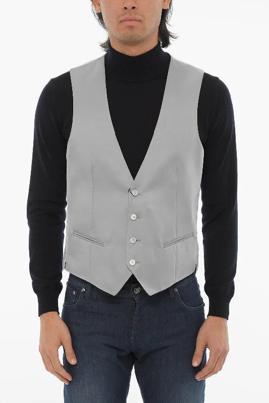 Corneliani Cc Collection Wool Blend Cerim.reset Waistcoat With Jetted P Traditional Men's Country Corneliani Cc Collection Wool Blend Cerim.reset Waistcoat With Jetted P Traditional Men's Country