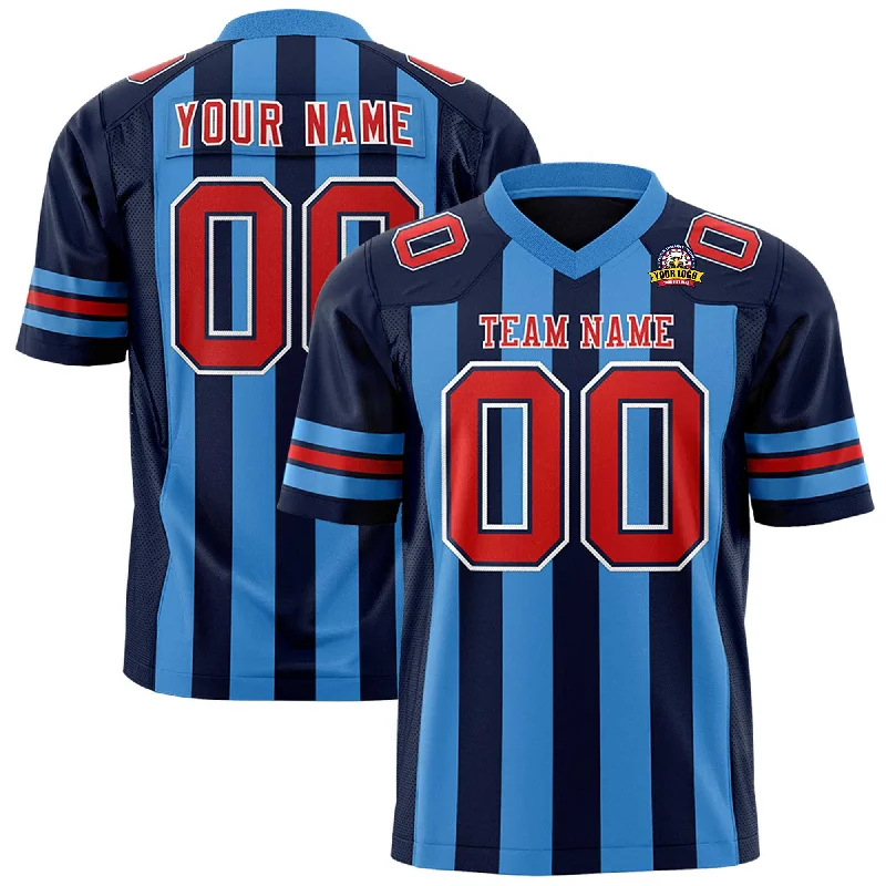 Custom Navy Powder Blue Personalized Thick Stripe Design Authentic Football Jersey Earthy Men's Hemp Custom Navy Powder Blue Personalized Thick Stripe Design Authentic Football Jersey Earthy Men's Hemp