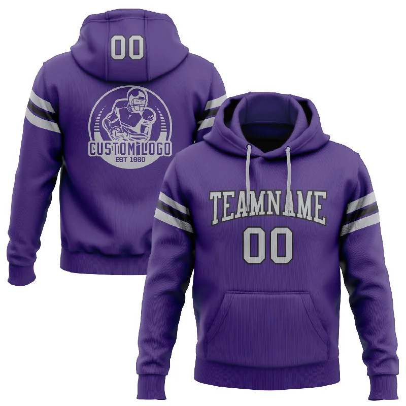 Custom Stitched Purple Gray-Black Football Pullover Sweatshirt Hoodie Casual Men's Loose Custom Stitched Purple Gray-Black Football Pullover Sweatshirt Hoodie Casual Men's Loose