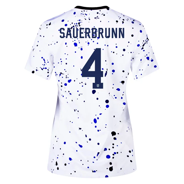 Nike Womens United States Becky Sauerbrunn 4 Star Home Jersey 23/24 w/ 2019 World Cup Champion Patch (White/Loyal Blue) Refined Men's Velvet