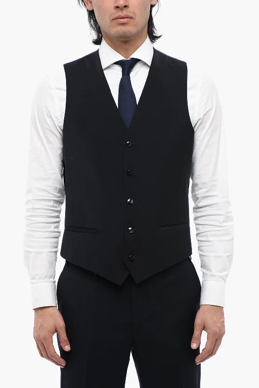 Corneliani Cc Collection Virgin Wool Waistcoat With Martingale Casual Men's Japanese Corneliani Cc Collection Virgin Wool Waistcoat With Martingale Casual Men's Japanese