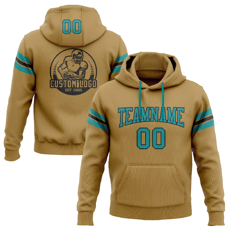 Custom Stitched Old Gold Teal-Black Football Pullover Sweatshirt Hoodie Tough Men's Tactical Custom Stitched Old Gold Teal-Black Football Pullover Sweatshirt Hoodie Tough Men's Tactical