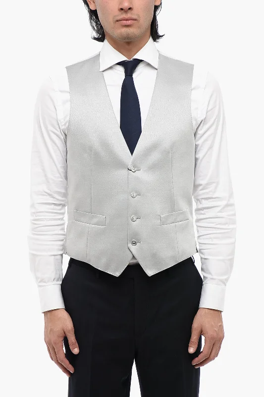 Corneliani Cc Collection Wool Blend Waistcoat With Back Adjuster Tough Men's Military Corneliani Cc Collection Wool Blend Waistcoat With Back Adjuster Tough Men's Military
