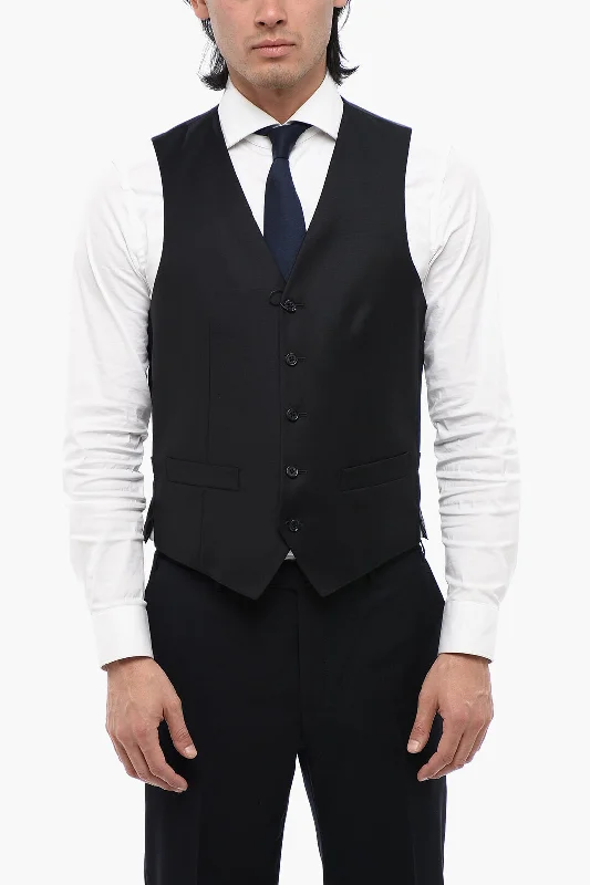 Corneliani Cc Collection Virgin Wool Waistcoat With Martingale Cool Men's Skate