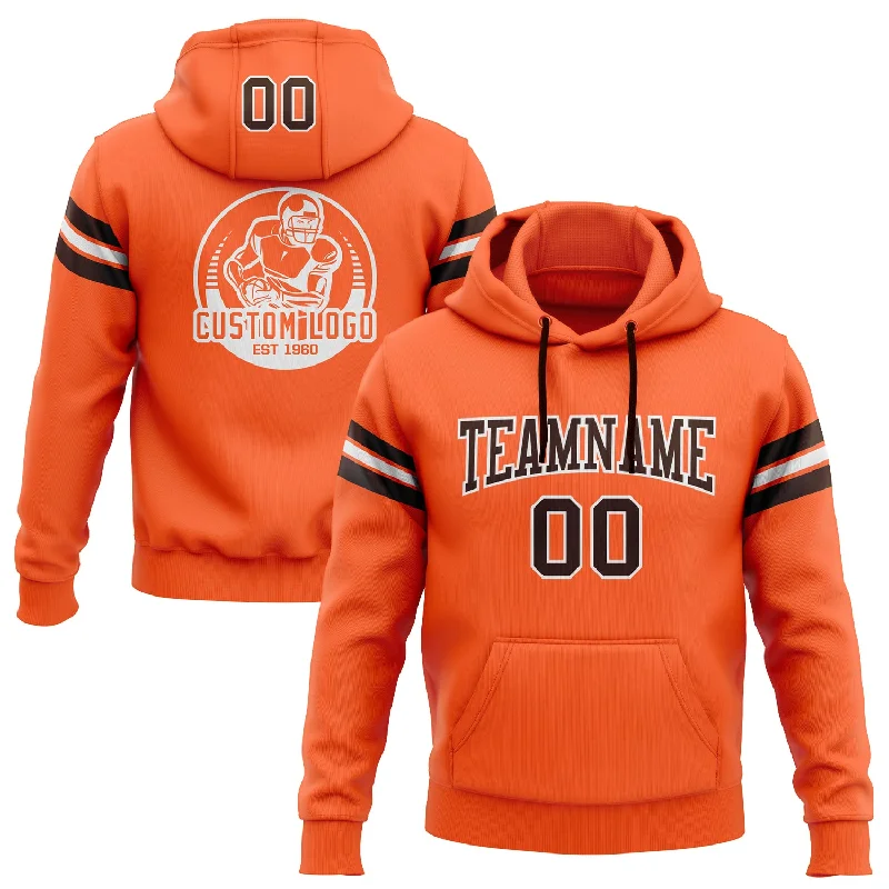 Custom Stitched Orange Brown-White Football Pullover Sweatshirt Hoodie Minimalist Men's Casual Custom Stitched Orange Brown-White Football Pullover Sweatshirt Hoodie Minimalist Men's Casual