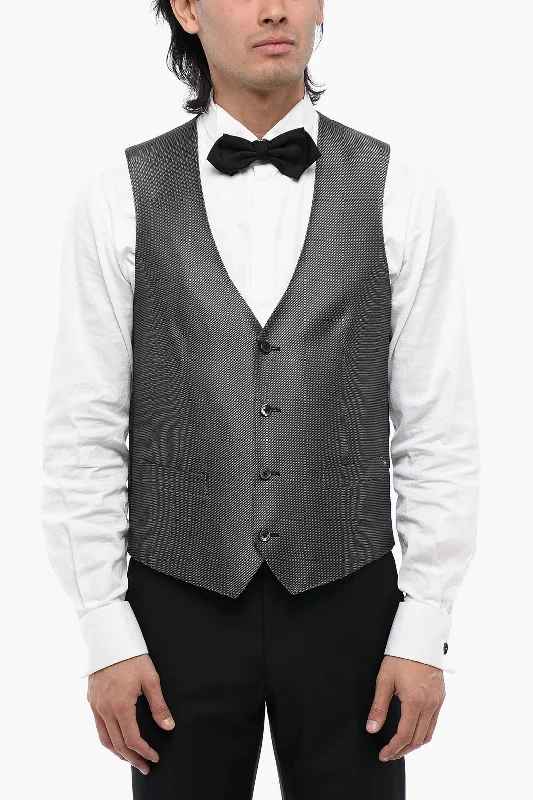 Corneliani Embroidered Silk Academy Cerimo Waistcoat With 4-Buttons Unique Men's Patch