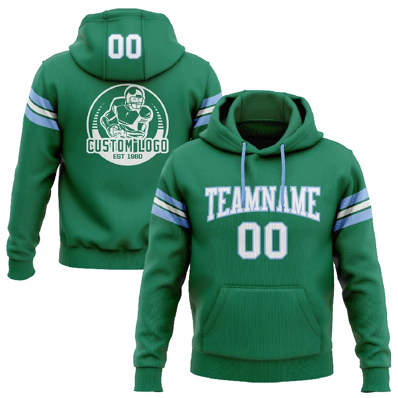 Custom Stitched Kelly Green White-Light Blue Football Pullover Sweatshirt Hoodie Stylish Men's Neon Custom Stitched Kelly Green White-Light Blue Football Pullover Sweatshirt Hoodie Stylish Men's Neon