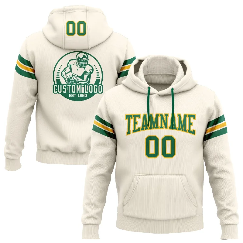 Custom Stitched Cream Kelly Green-Gold Football Pullover Sweatshirt Hoodie Dynamic Men's Moto Custom Stitched Cream Kelly Green-Gold Football Pullover Sweatshirt Hoodie Dynamic Men's Moto