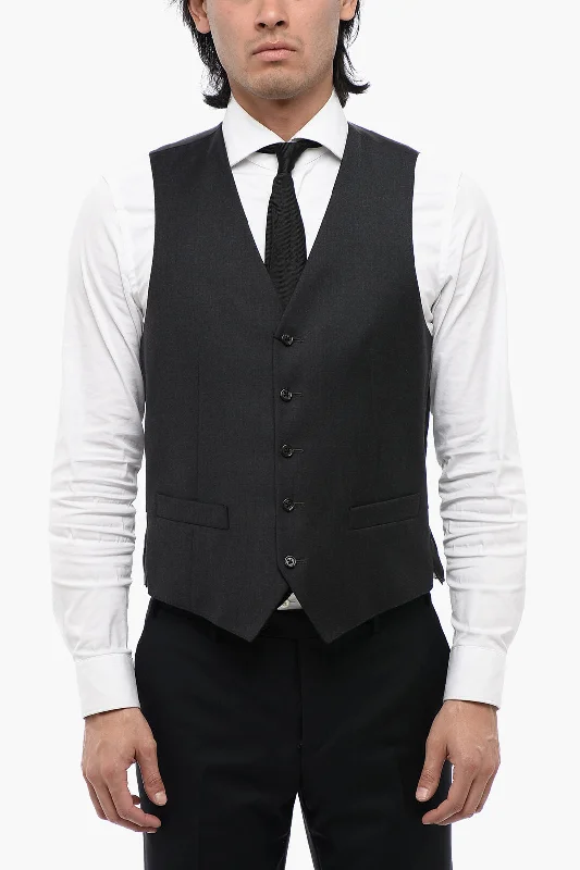 Corneliani Trend Virgin Wool Waistcoat With Back Adjuster Rugged Men's Outdoor 