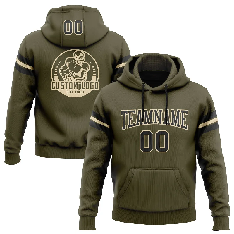 Custom Stitched Olive Black-City Cream Football Pullover Sweatshirt Salute To Service Hoodie Dapper Men's Bow Custom Stitched Olive Black-City Cream Football Pullover Sweatshirt Salute To Service Hoodie Dapper Men's Bow